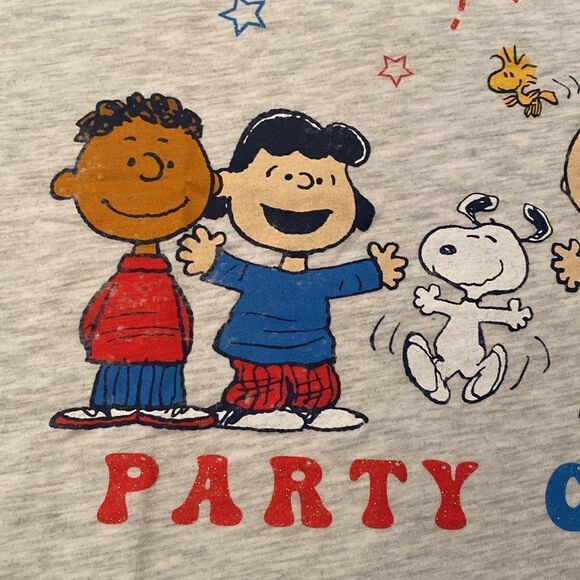 Kids Peanut American Party Crew Red White & Blue Themed T-Shirt Size L Plus NWT - Picture 6 of 7